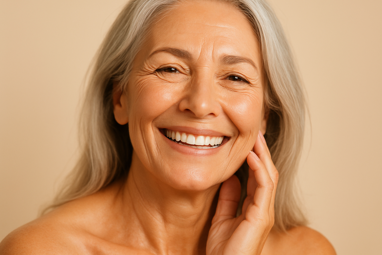 mature skin, happy